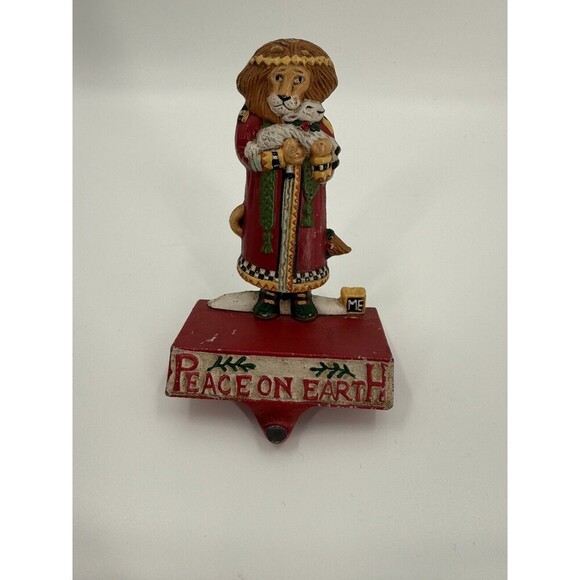 VINTAGE Lion & Lamb Cast Iron Stocking Hanger Mary Engelbreit Cannon Midwest - Picture 2 of 7